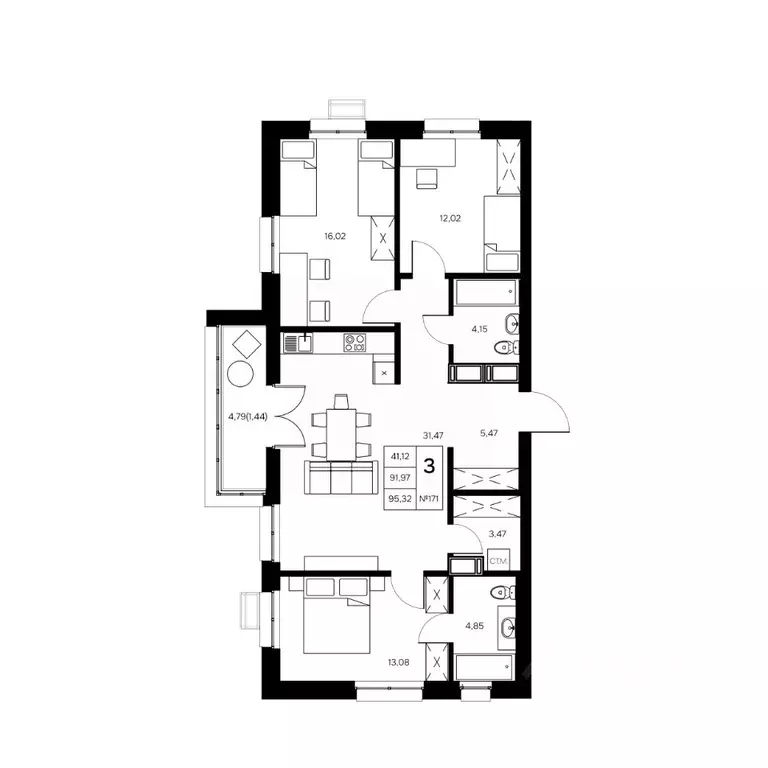 3-к кв. Калужская область, Обнинск Заовражье жилрайон, Новый город ... - Фото 0