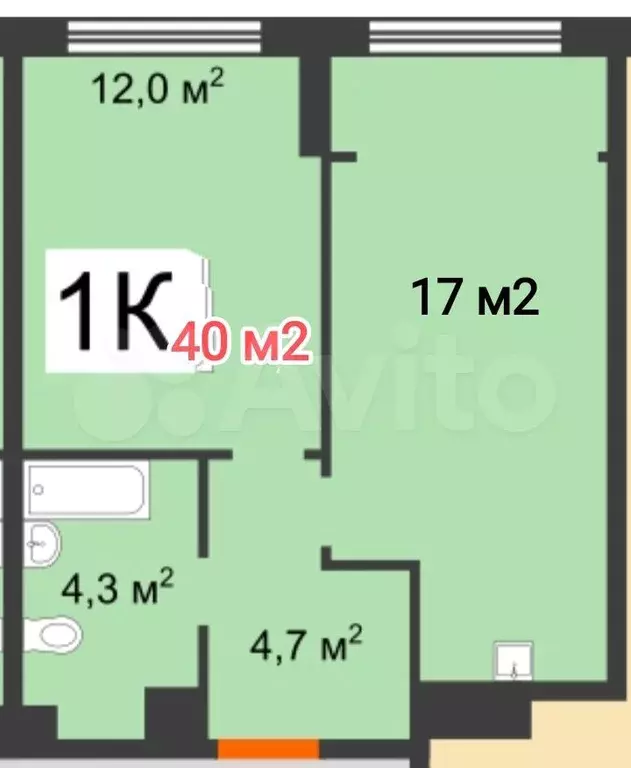 1-к. квартира, 40 м, 10/25 эт. - Фото 0