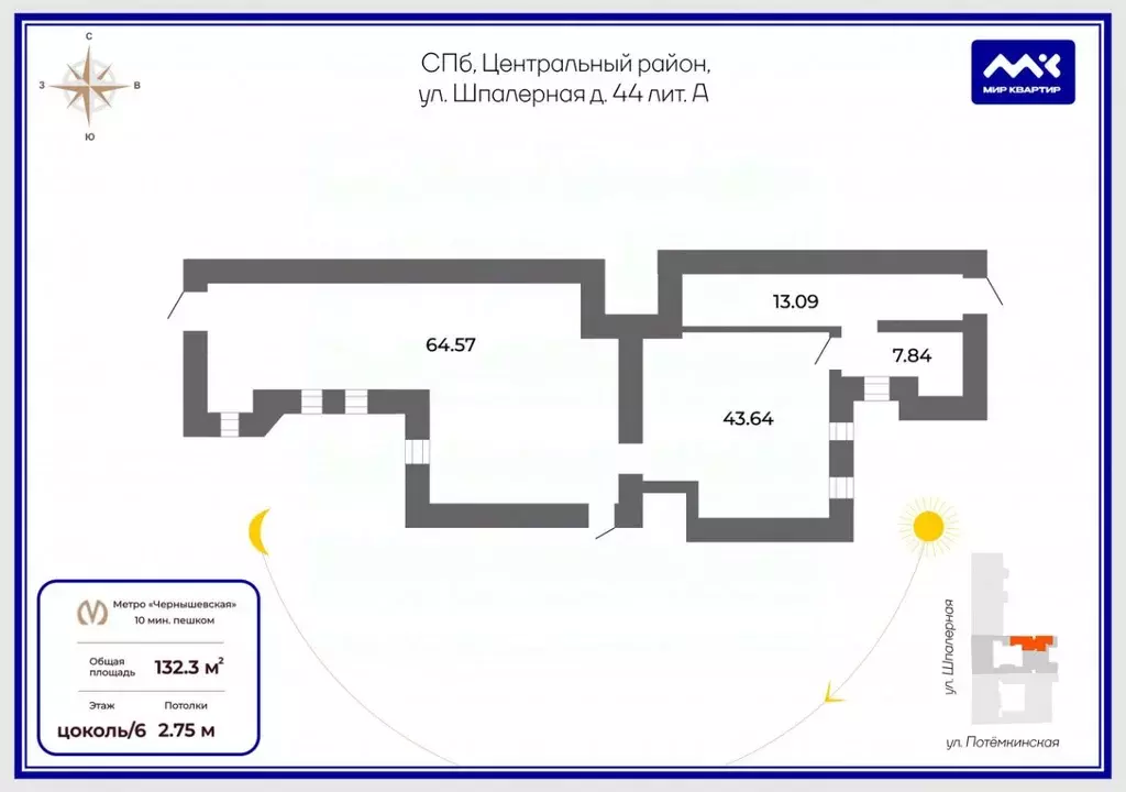 Помещение свободного назначения в Санкт-Петербург Шпалерная ул., 44а ... - Фото 2