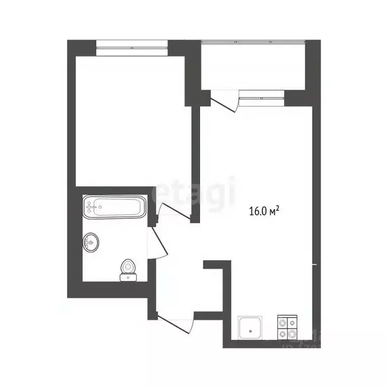 1-к кв. Тюменская область, Тюмень Полевая ул., 117к3 (36.9 м) - Фото 2