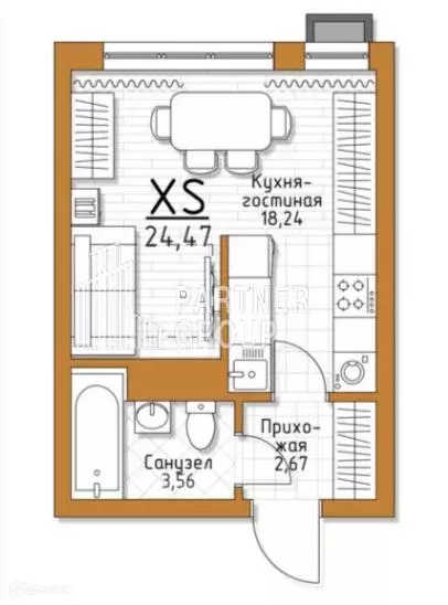 Продаётся квартира-студия, 24.47 м - Фото 0