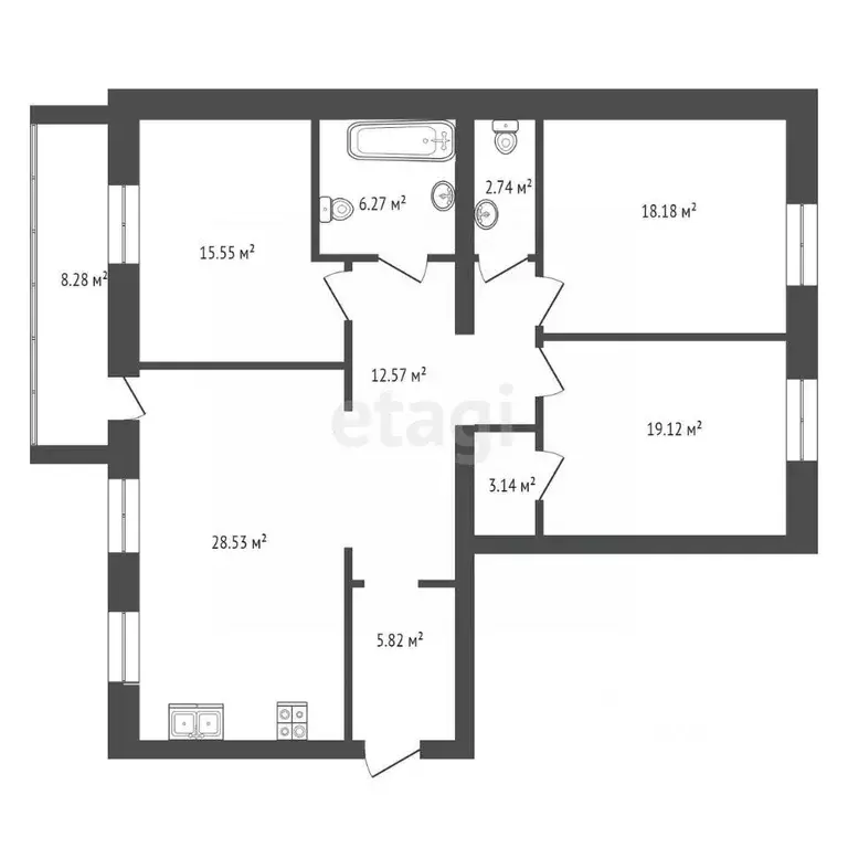 3-к кв. Тюменская область, Тюмень ул. Тимофея Кармацкого, 7к2 (119.74 ... - Фото 2