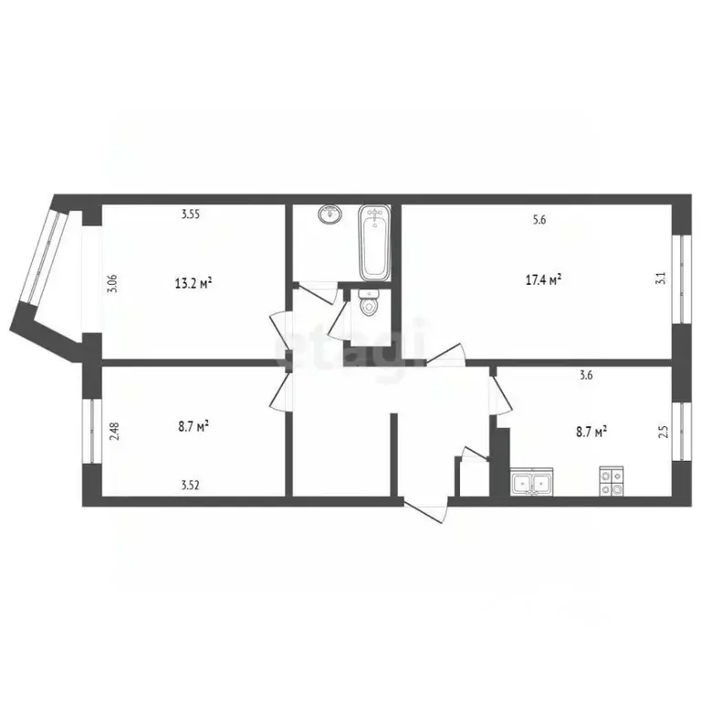 3-к кв. Камчатский край, Петропавловск-Камчатский просп. Циолковского, ... - Фото 2