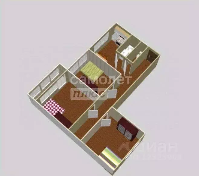 Квартира, 3 комнаты, 58.5 м - Фото 2