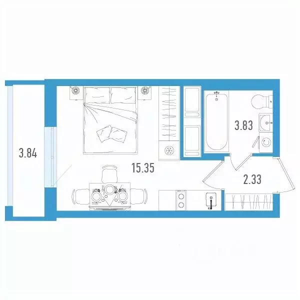 Студия Санкт-Петербург дор. Муринская, 67 (22.66 м) - Фото 0