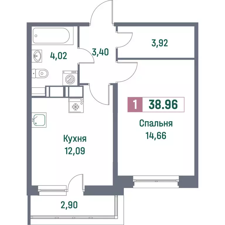 1-комнатная квартира: Мурино, Ручьёвский проспект, 1/24 (38.96 м) - Фото 0