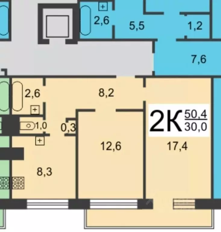 2-к кв. Нижегородская область, Нижний Новгород Северный жилрайон, ул. ... - Фото 2