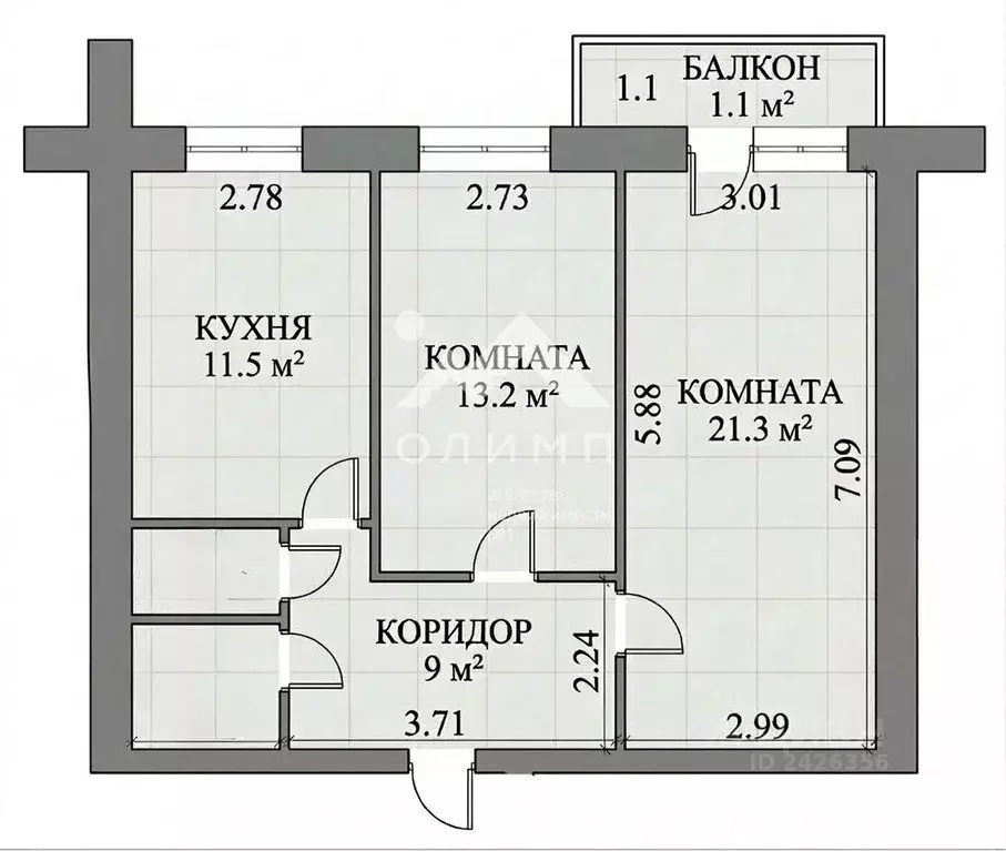 2-к кв. Вологодская область, Вологда ул. Гагарина (60.1 м) - Фото 2