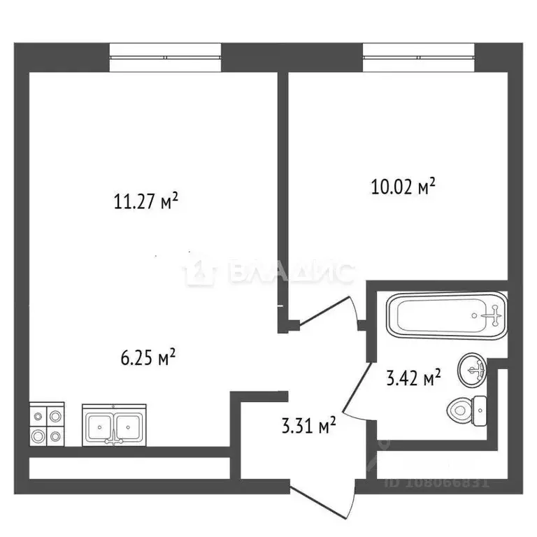 Квартира, 2 комнаты, 32 м - Фото 1