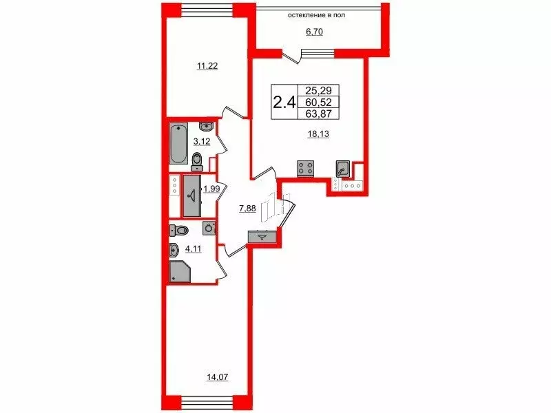 2-комнатная квартира: Санкт-Петербург, Кубинская улица, 78Е (60.52 м) - Фото 0