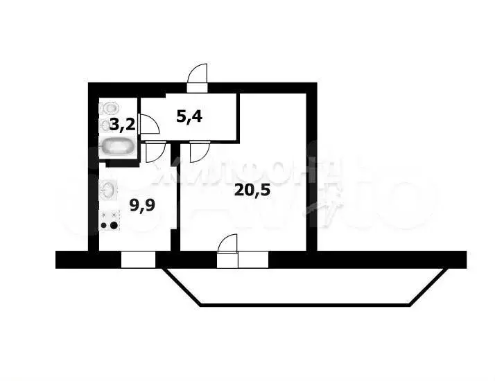 1-к. квартира, 39 м, 8/9 эт. - Фото 0