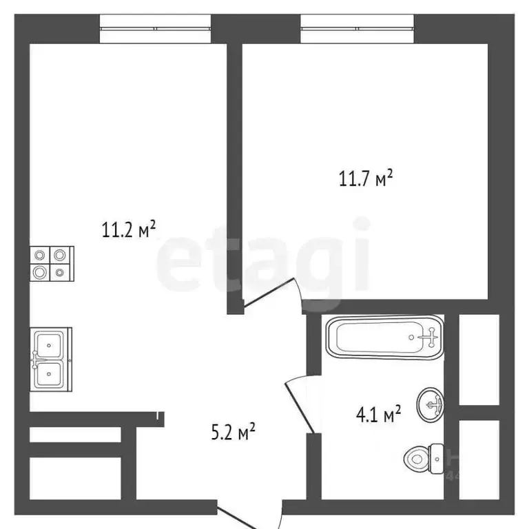 1-к кв. Тюменская область, Тюмень Новгородская ул., 22 (32.2 м) - Фото 1