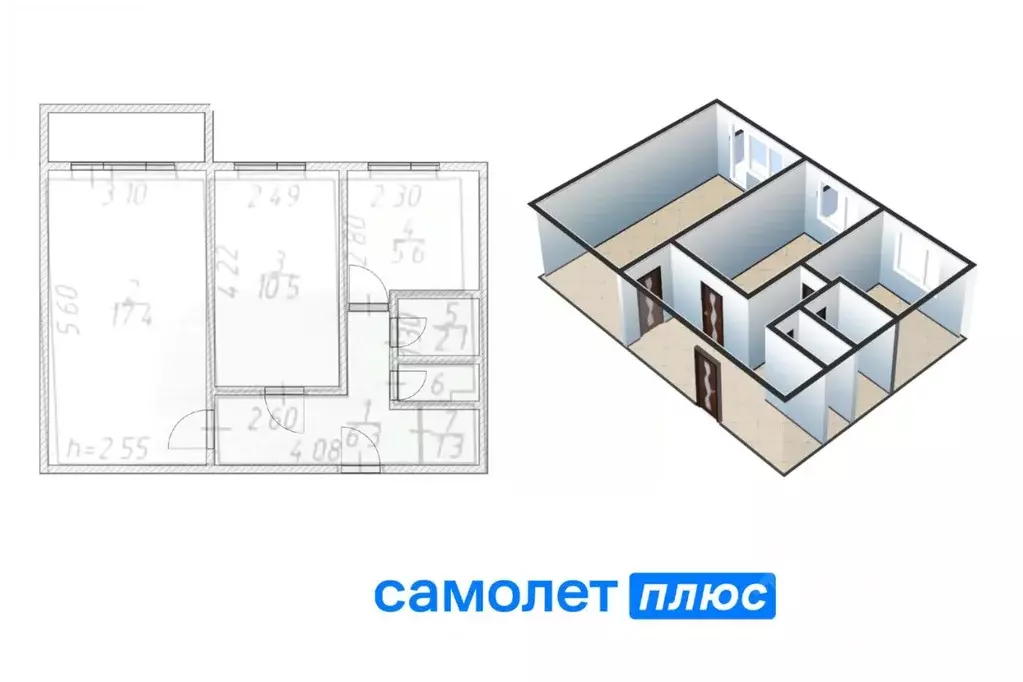 2-к кв. Кемеровская область, Кемерово бул. Строителей, 46Б (44.3 м) - Фото 1