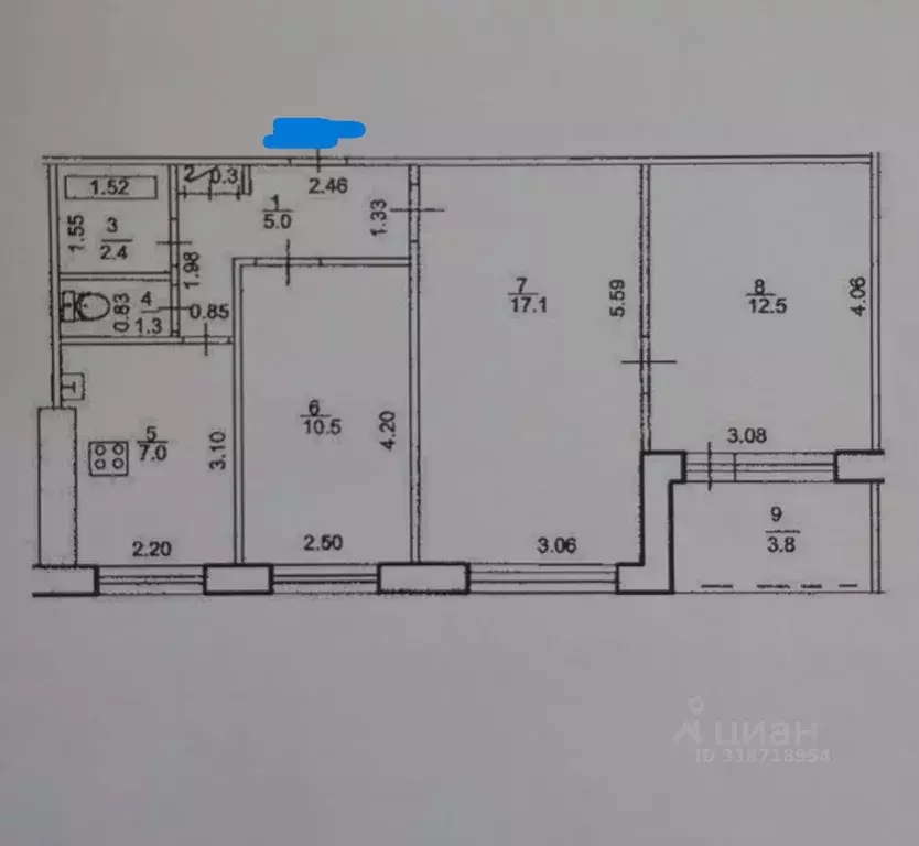 3-к кв. Башкортостан, Уфа ул. Сагита Агиша, 10/1 (56.0 м) - Фото 1