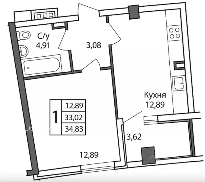 1-к кв. Краснодарский край, Краснодар Старокубанская ул., 2/23к2 (35.0 ... - Фото 1
