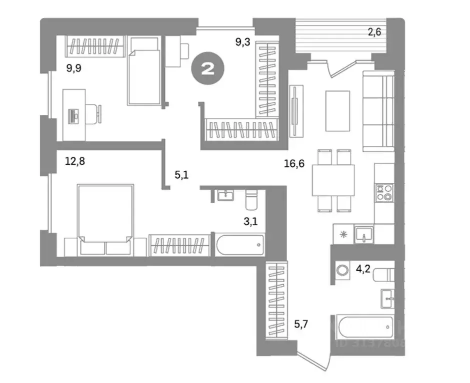 2-к кв. Москва Тагильская ул., 6/1 (69.3 м) - Фото 0