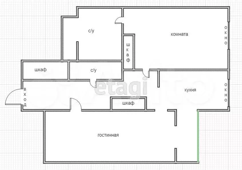 2-к. квартира, 65 м, 4/15 эт. - Фото 0