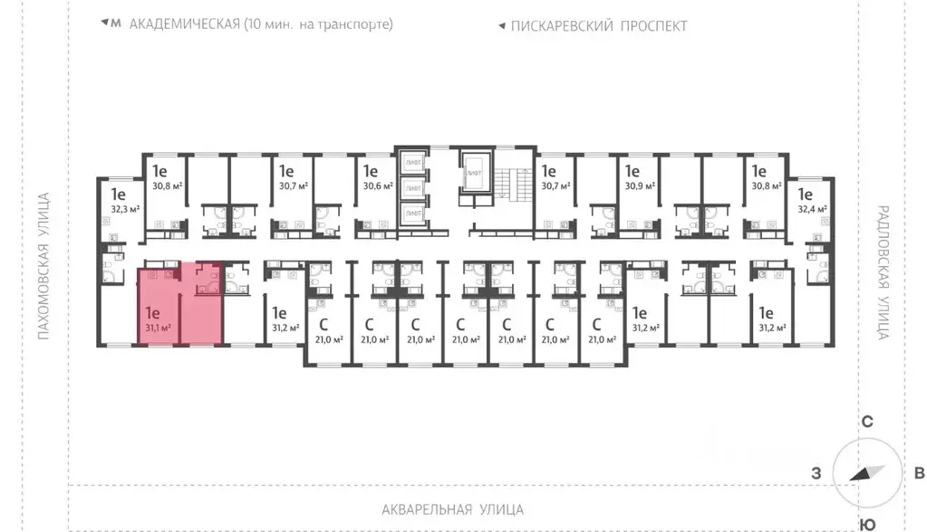 1-к кв. Санкт-Петербург ул. Пахомовская, 12к2 (31.0 м) - Фото 1