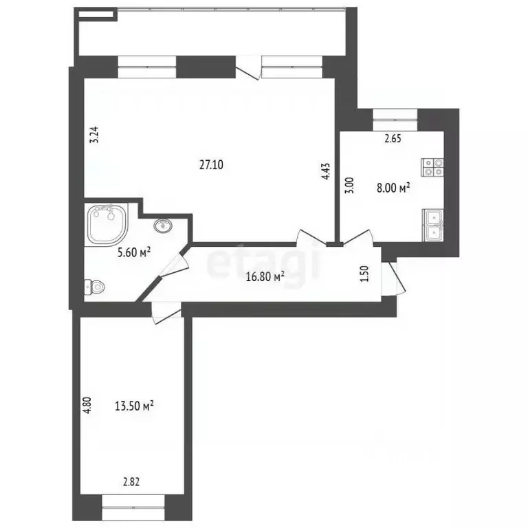2-к кв. Коми, Ухта просп. Ленина, 28 (63.4 м) - Фото 2