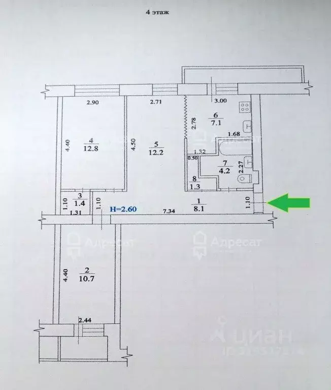 3-к кв. Волгоградская область, Волгоград ул. Ткачева, 11 (57.7 м) - Фото 1