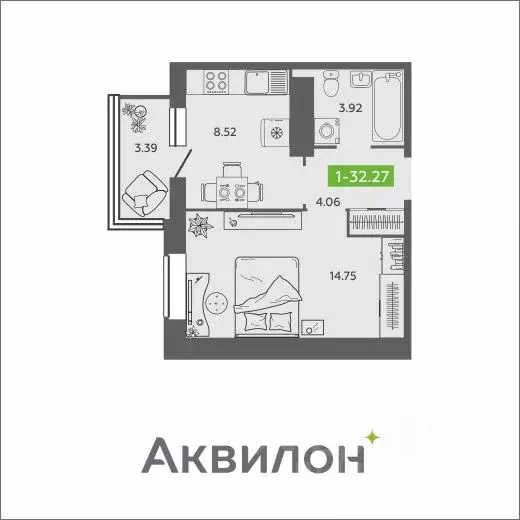 1-к кв. Архангельская область, Архангельск Северодвинская ул., 25А ... - Фото 0