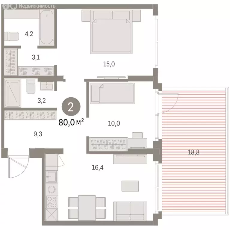 2-комнатная квартира: Екатеринбург, микрорайон Академический, 19-й ... - Фото 2