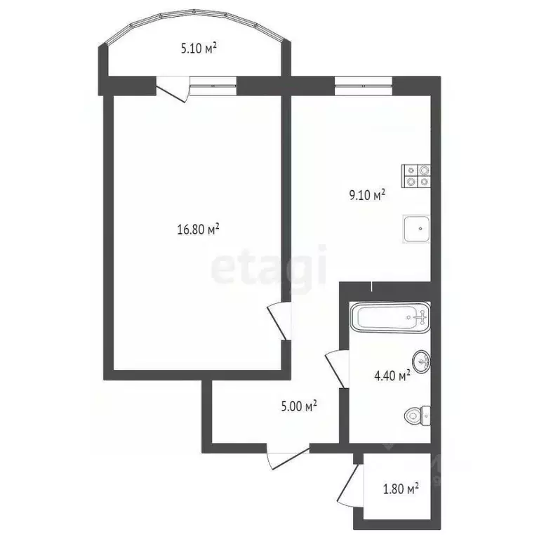 1-к кв. Тюменская область, Тюмень ул. Героев Космоса, 23 (34.8 м) - Фото 2