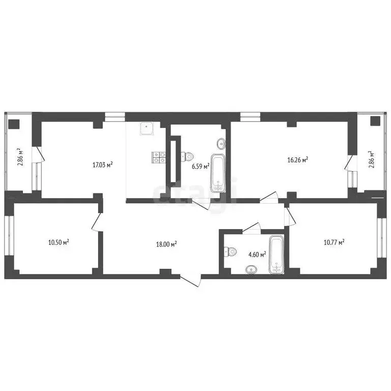 3-комнатная квартира: Тюмень, улица Константина Посьета, 6 (83.7 м) - Фото 1