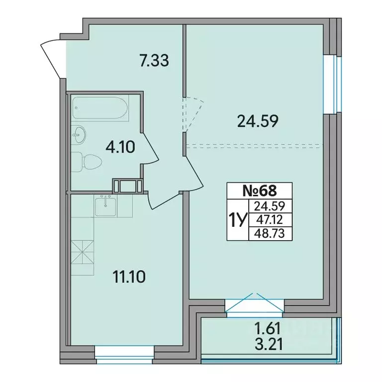 2-к кв. Ленинградская область, Всеволожский район, Агалатовское с/пос, ... - Фото 1