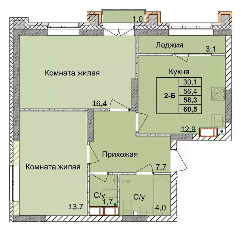 2-к кв. Нижегородская область, Нижний Новгород 1-я Оранжерейная ул. ... - Фото 0