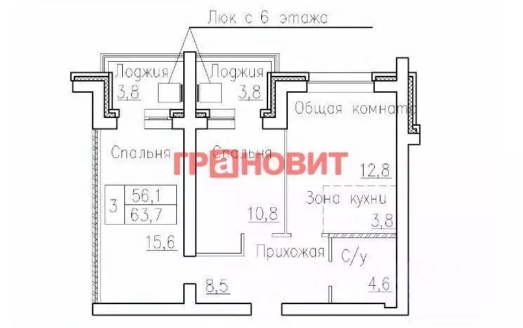 3-к кв. Новосибирская область, Новосибирский район, Мичуринский ... - Фото 1