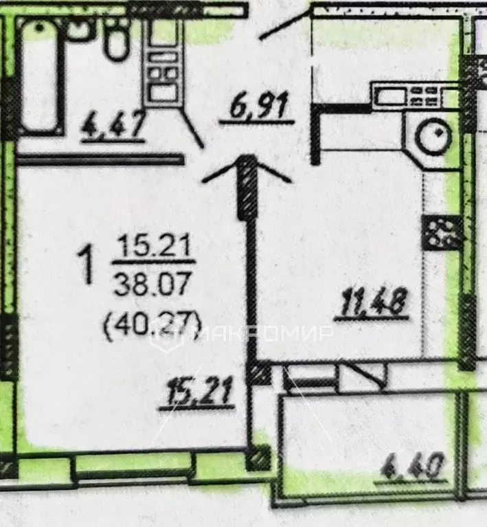 1-к кв. Брянская область, Брянск ул. Ильи Иванова, 1 (37.8 м) - Фото 2
