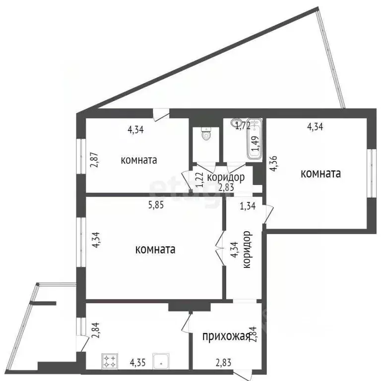 3-к кв. Красноярский край, Красноярск Судостроительная ул., 62 (89.5 ... - Фото 1