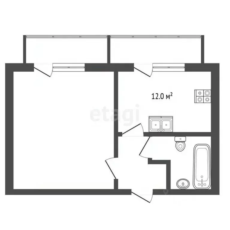 1-к кв. Севастополь ул. Челнокова, 12/2 (41.3 м) - Фото 2