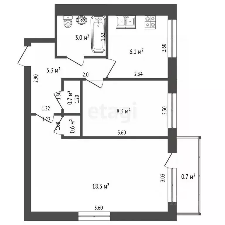 2-к кв. Калининградская область, Калининград ул. Черняховского, 76Б ... - Фото 2