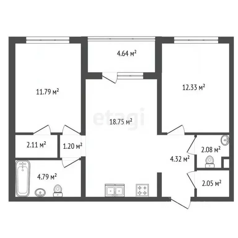 2-к кв. Ленинградская область, Ломоносовский район, Аннинское ... - Фото 2