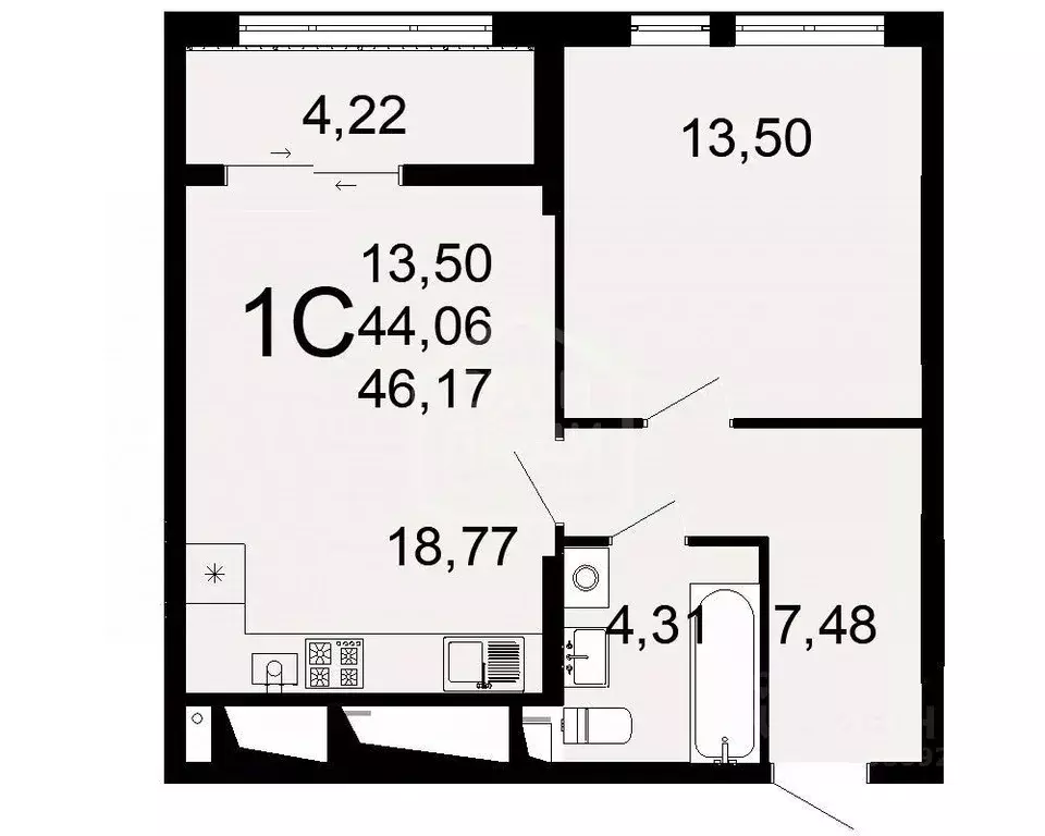 1-к кв. Рязанская область, Рязань Льговская ул., 8 (46.17 м) - Фото 1