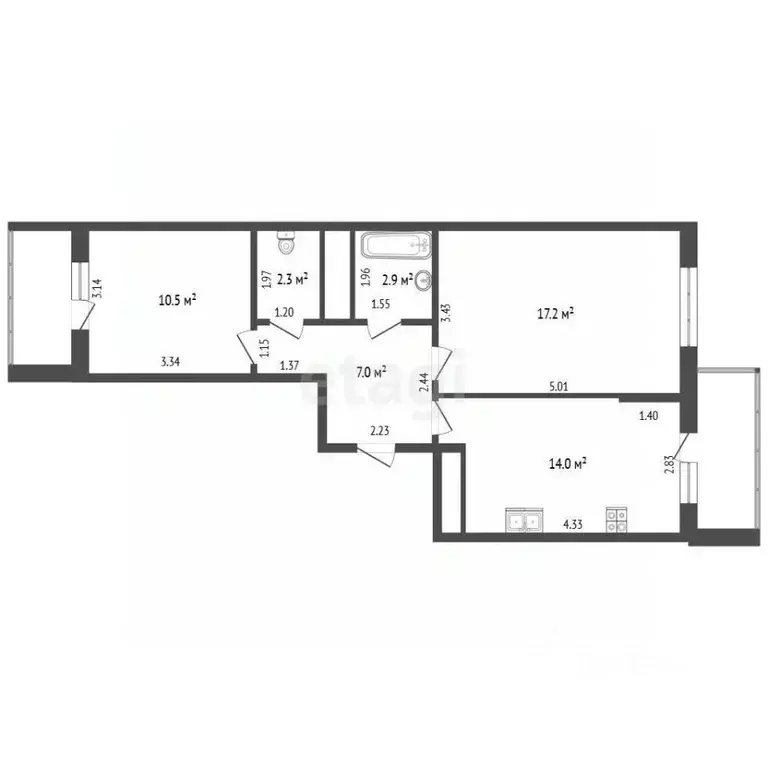 2-к кв. Москва Муравская ул., 42к1 (53.0 м) - Фото 1