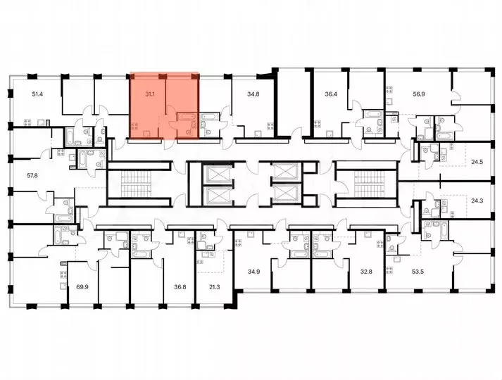 1-к. квартира, 31,1 м, 26/32 эт. - Фото 1