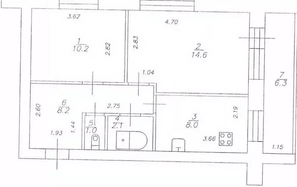 2-к кв. Татарстан, Казань ул. Оренбургский Тракт, 207 (44.1 м) - Фото 2