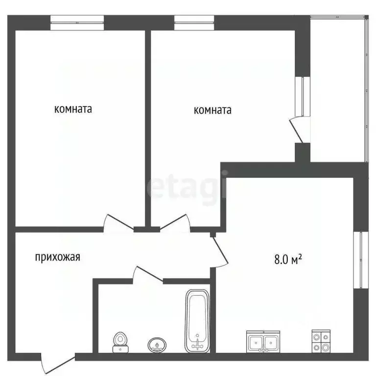 2-к кв. Ростовская область, Батайск ул. Ушинского, 43 (49.4 м) - Фото 1