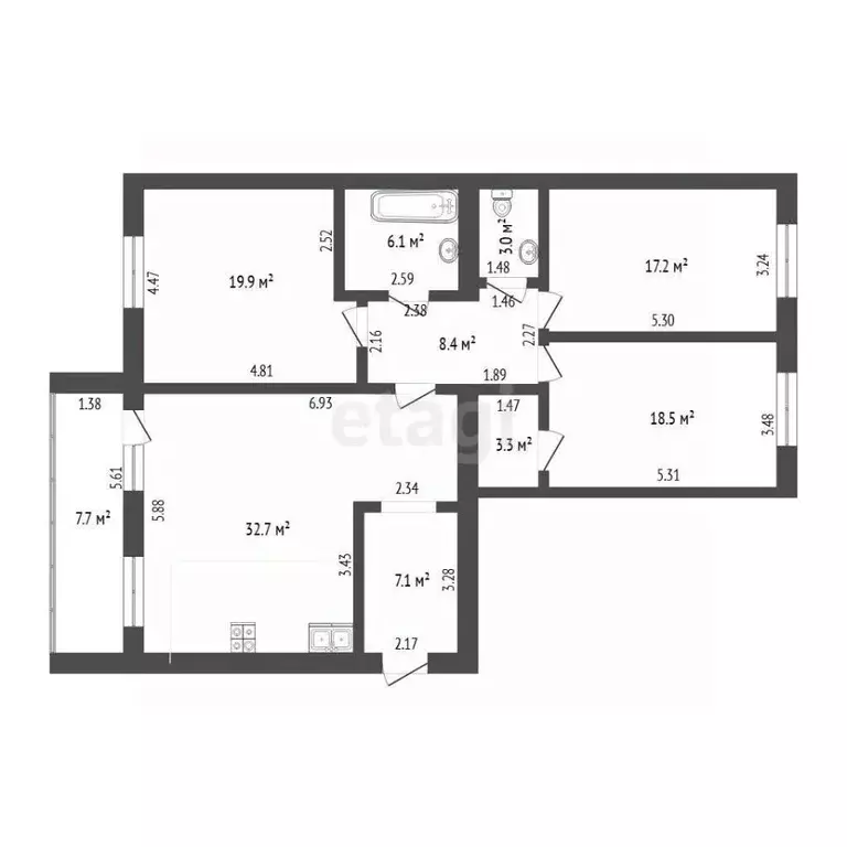 3-к кв. Тюменская область, Тюмень ул. Николая Федорова, 30 (116.2 м) - Фото 1