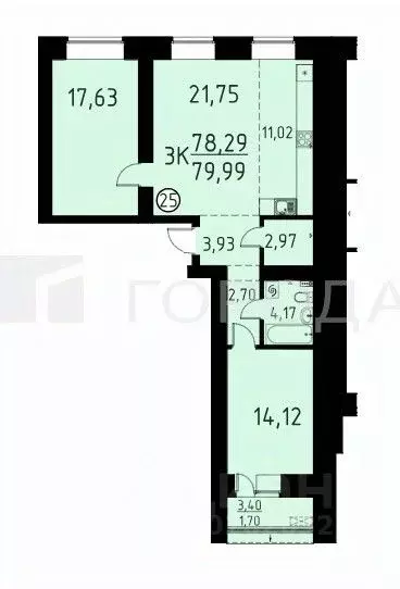 3-к кв. Томская область, Томский район, д. Кисловка, Левобережный мкр ... - Фото 2