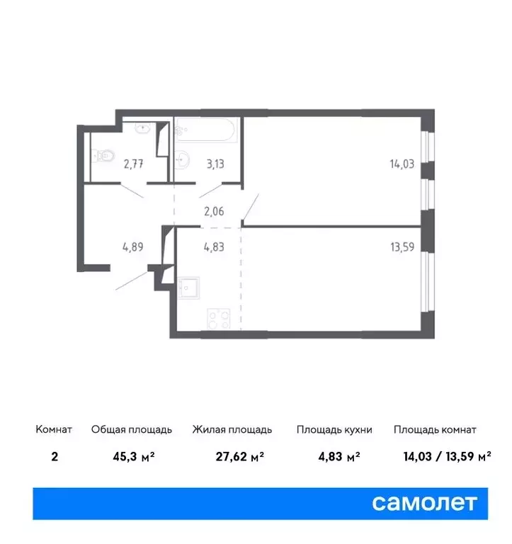 1-комнатная квартира: Тюмень, жилой комплекс Чаркова 72 (38.59 м) - Фото 0