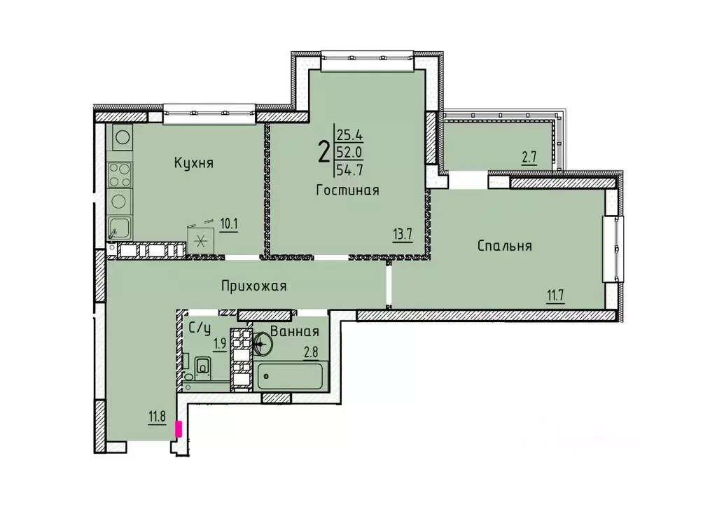 2-к кв. Саратовская область, Энгельс Смоленская ул. (54.7 м) - Фото 0