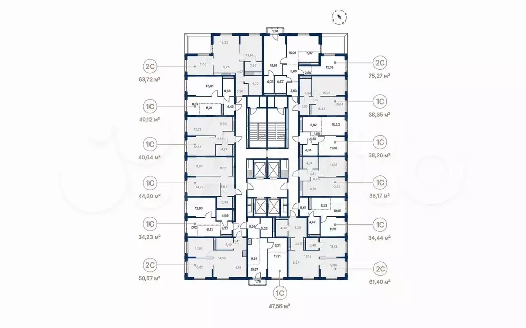 1-к. квартира, 47,6 м, 27/28 эт. - Фото 1