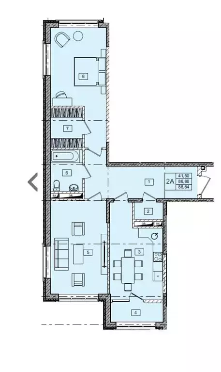 2-к кв. Чеченская республика, Грозный ул. В.А. Кан-Калика, 55 (90.0 м) - Фото 2