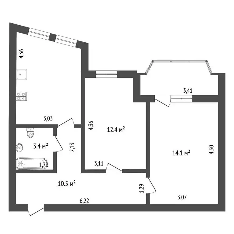 2-комнатная квартира: Тюмень, Паровозная улица, 9 (54.4 м) - Фото 0