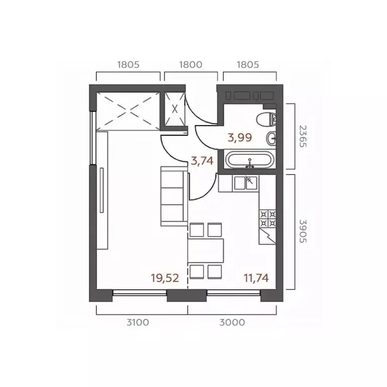 1-к кв. Иркутская область, Иркутск ул. 6-я Советская, 2 (38.99 м) - Фото 0