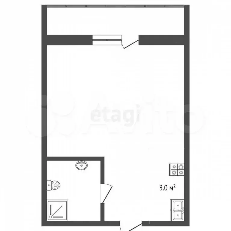Квартира-студия, 16,5 м, 9/9 эт. - Фото 0